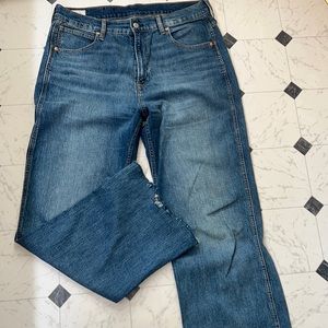 LIKE NEW 32 14 GAP VINTAGE FLARE HIGH RISE WITH EATEN UP RAW HEMS denim jeans